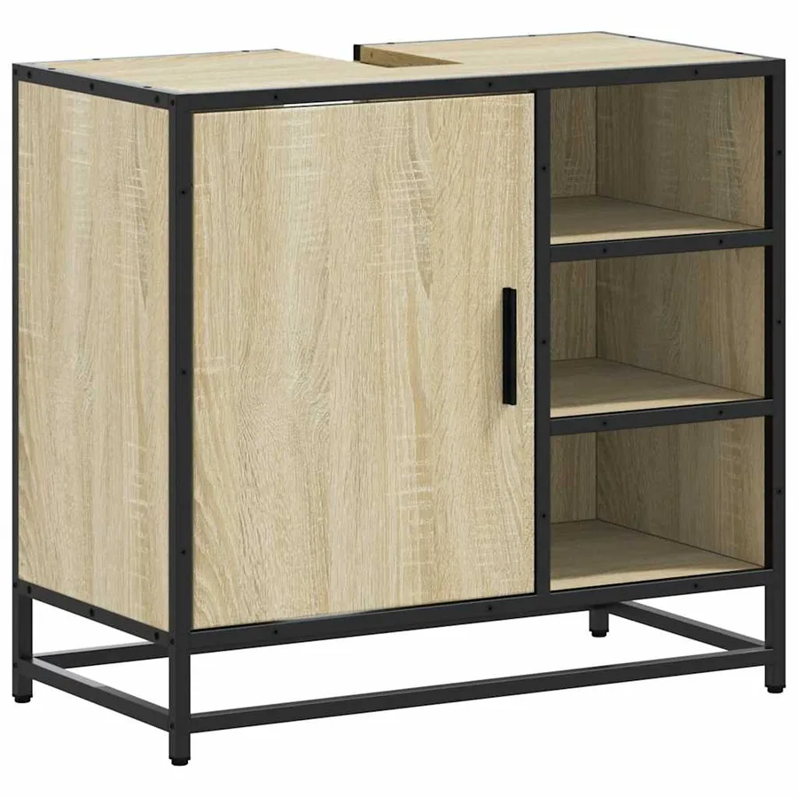 Meuble de salle de bain avec lavabo Chêne Sonoma 65 x 33 x 60 cm Bois d'ingénierie - 2