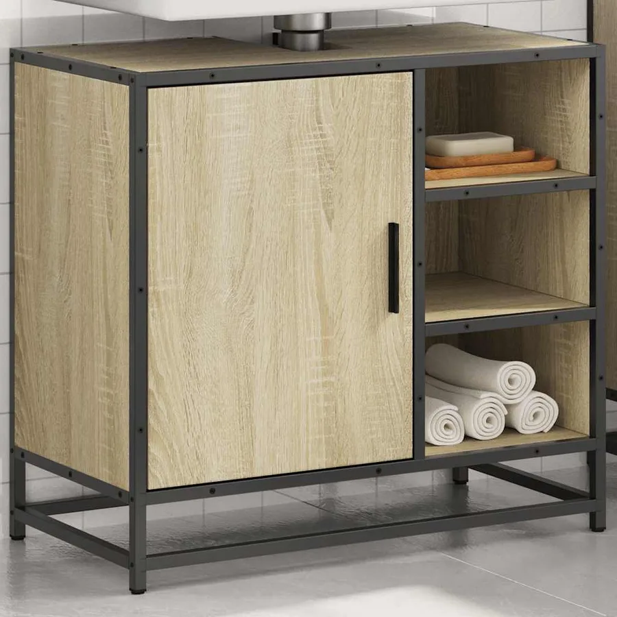 Meuble de salle de bain avec lavabo Chêne Sonoma 65 x 33 x 60 cm Bois d'ingénierie - 4