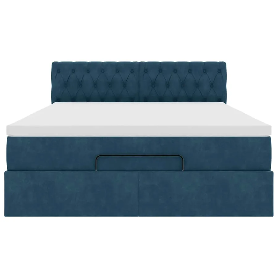 Cadre de lit ottoman avec matelas bleu foncé 140x200 cm velours - 6