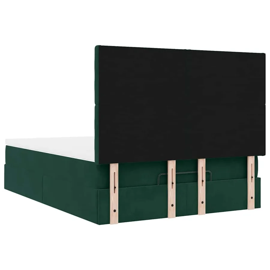 Cadre de lit ottoman avec matelas vert foncé 140x200 cm velours - 10