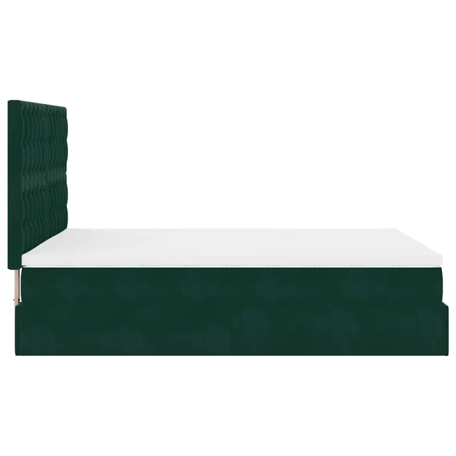 Cadre de lit ottoman avec matelas vert foncé 140x200 cm velours - 9