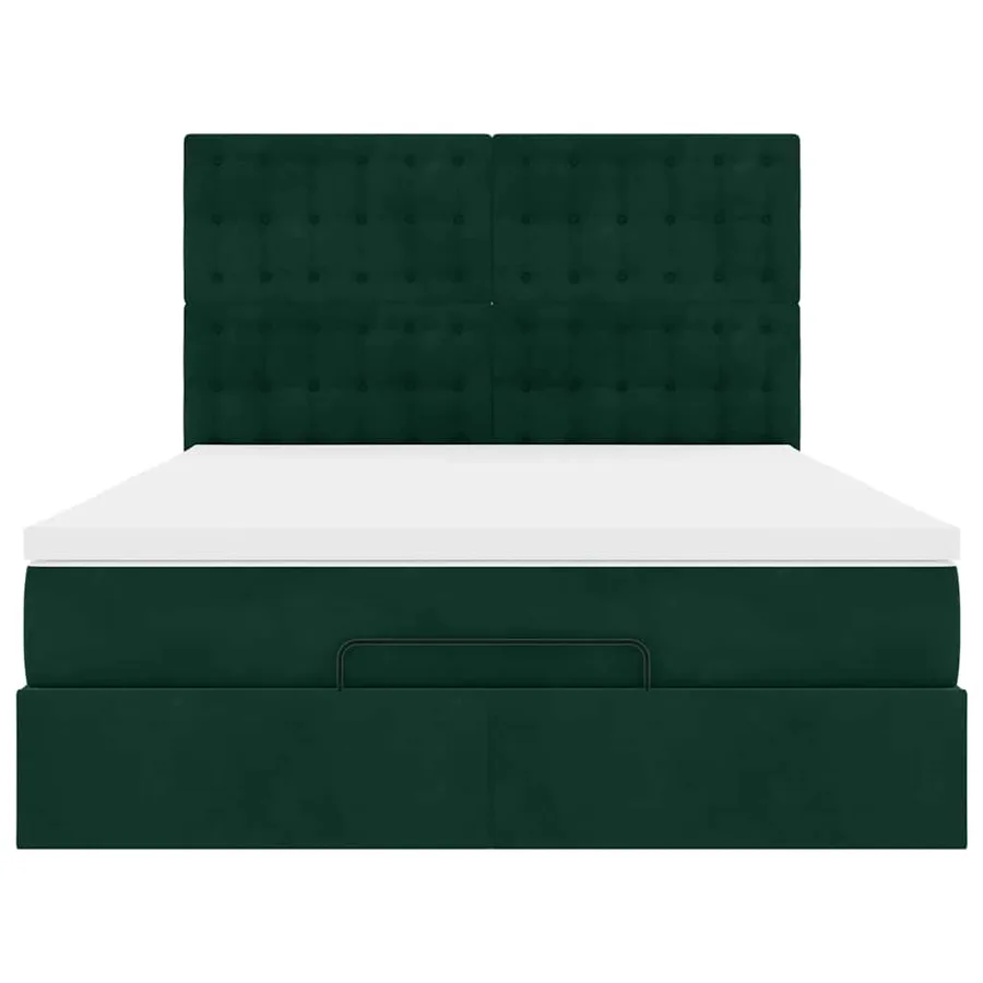 Cadre de lit ottoman avec matelas vert foncé 140x200 cm velours - 7
