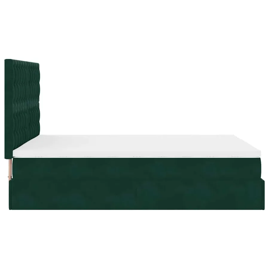 Cadre de lit ottoman avec matelas vert foncé 140x200 cm velours - 8