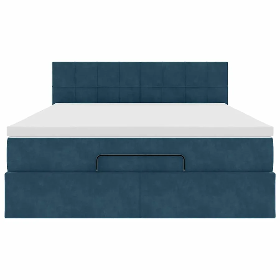 Cadre de lit ottoman avec matelas bleu foncé 140x200 cm velours - 5