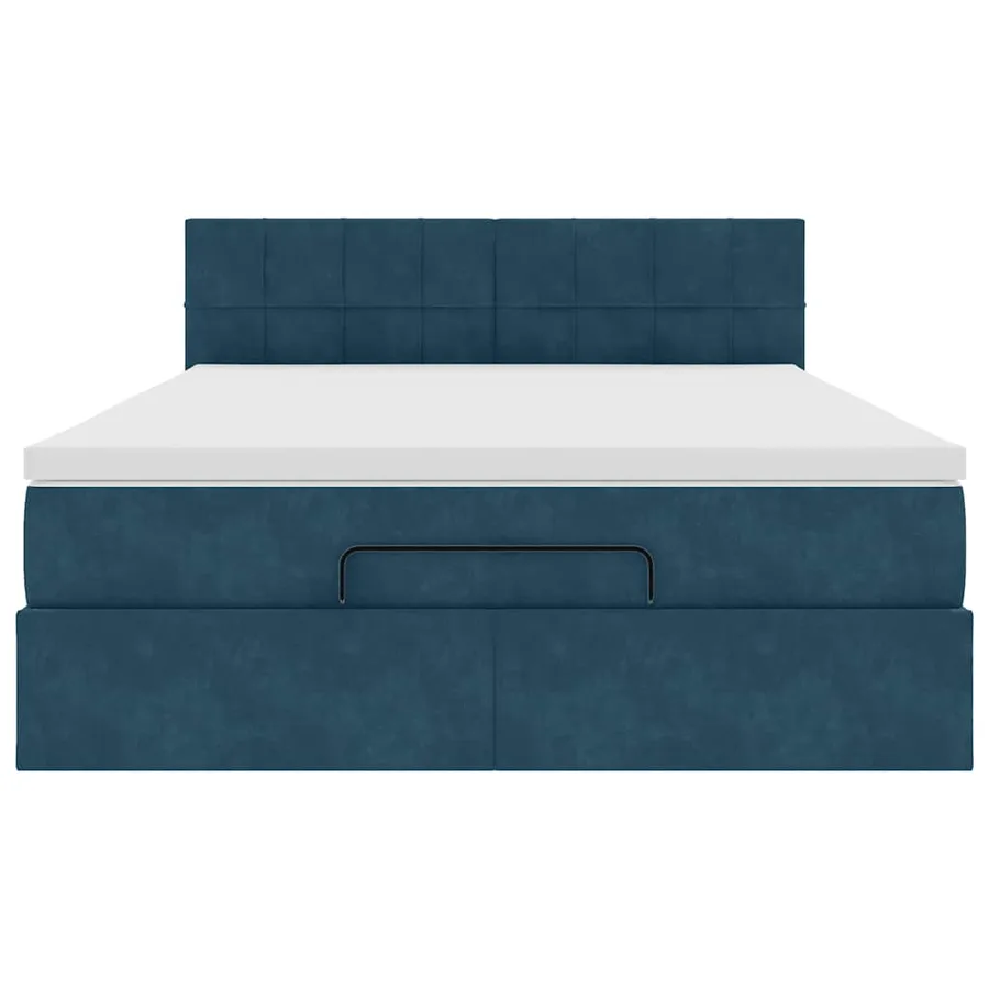 Cadre de lit ottoman avec matelas bleu foncé 140x200 cm velours - 6