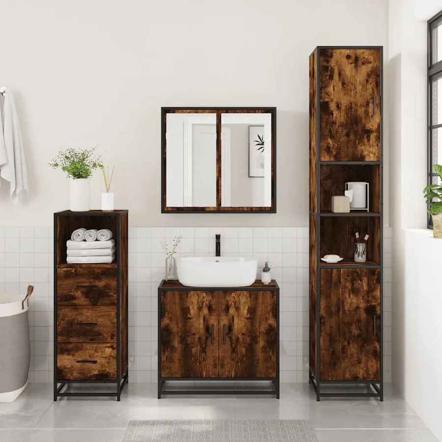 Ensemble de meubles de salle de bain 3 pcs Chêne fumé - 3