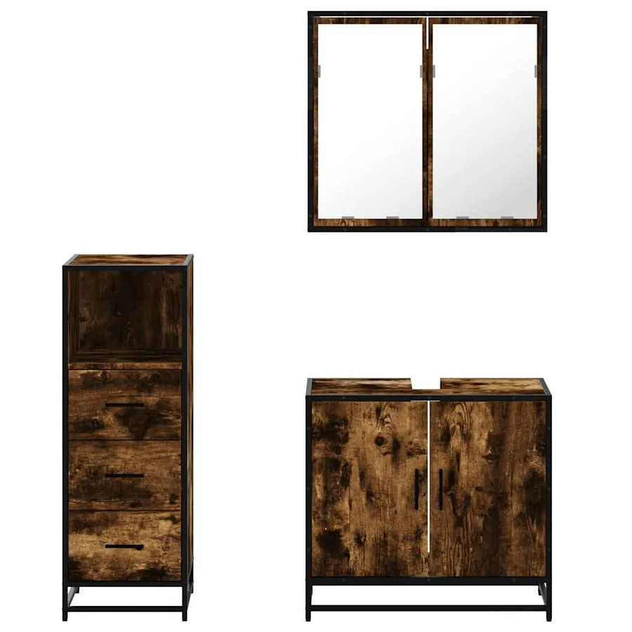 Ensemble de meubles de salle de bain 3 pcs Chêne fumé - 5