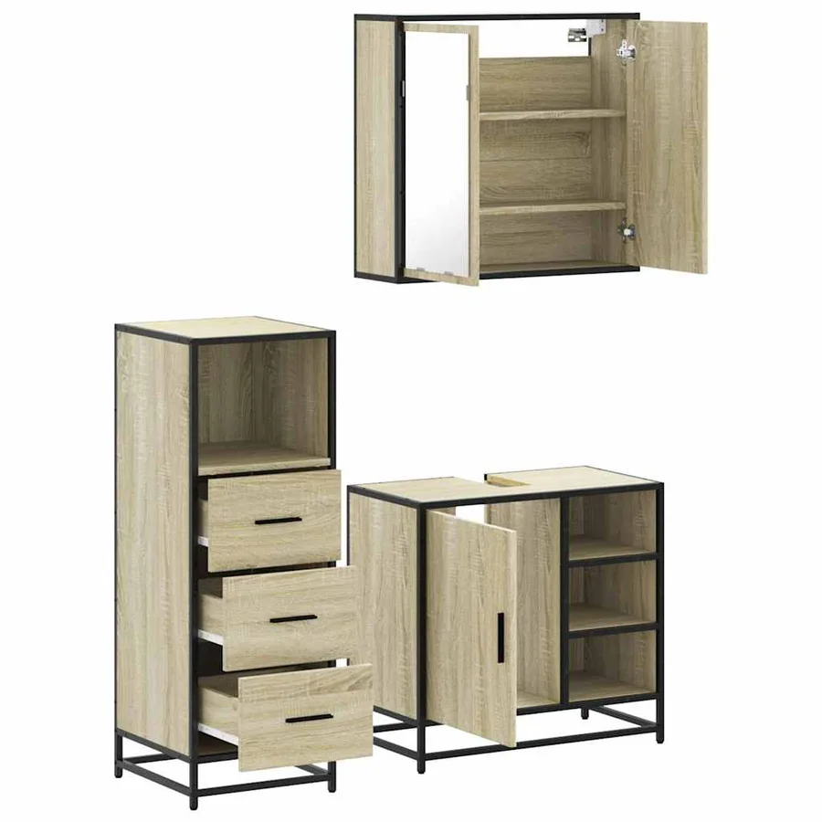 Ensemble de meubles de salle de bain 3 pcs chêne sonoma - 6
