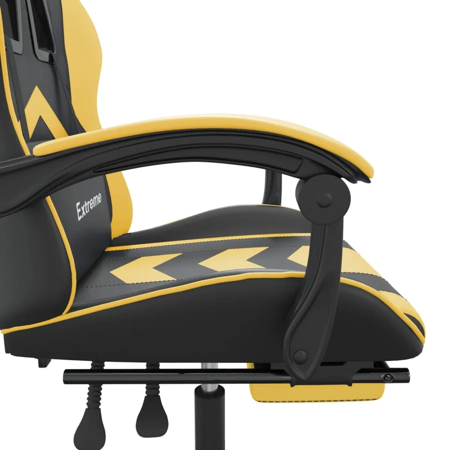 Chaise de jeu avec repose-pied Noir et doré Similicuir - 10