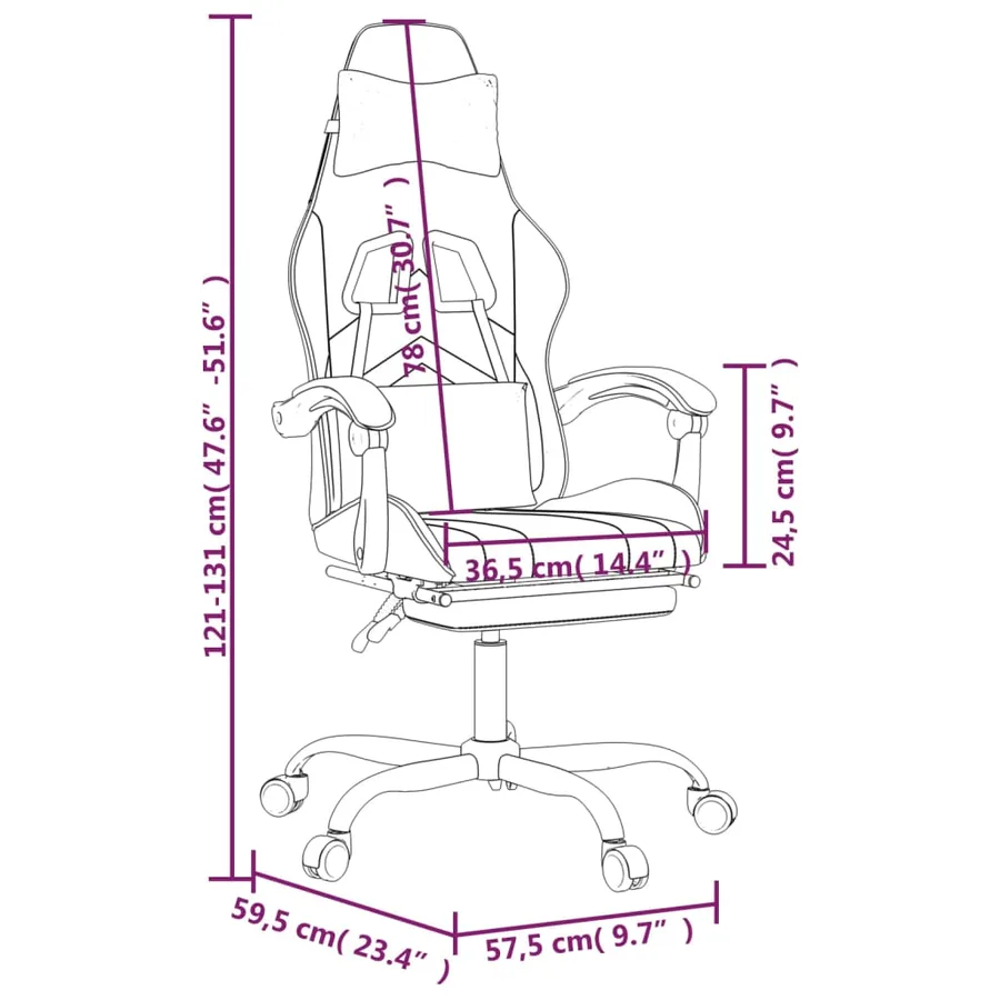 Chaise de jeu avec repose-pied Noir et doré Similicuir - 15
