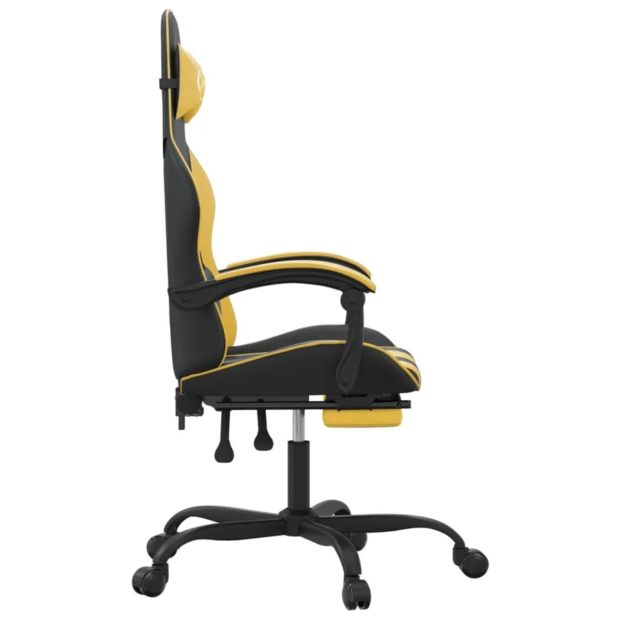 Chaise de jeu avec repose-pied Noir et doré Similicuir - 4