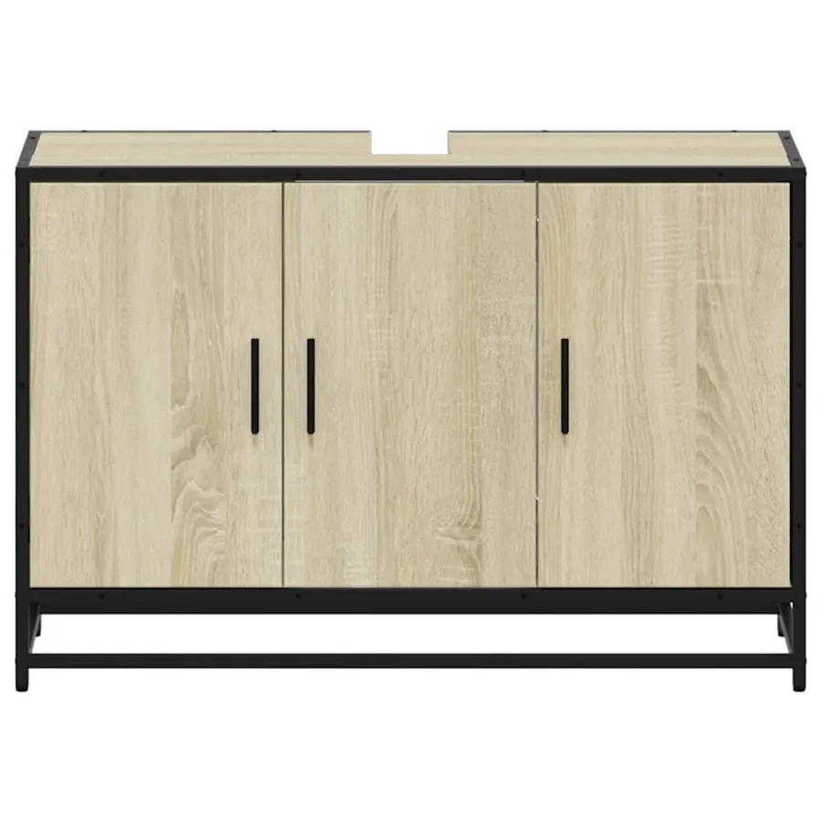 Meuble de salle de bain avec lavabo Chêne Sonoma 90 x 33 x 60 cm Bois d'ingénierie - 5