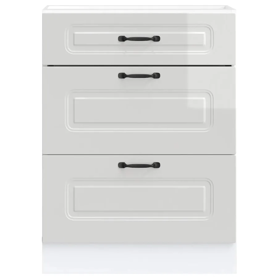 Meuble bas de cuisine « Kalmar » Bois d'ingénierie blanc brillant - 4
