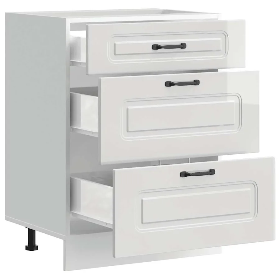 Meuble bas de cuisine « Kalmar » Bois d'ingénierie blanc brillant - 5