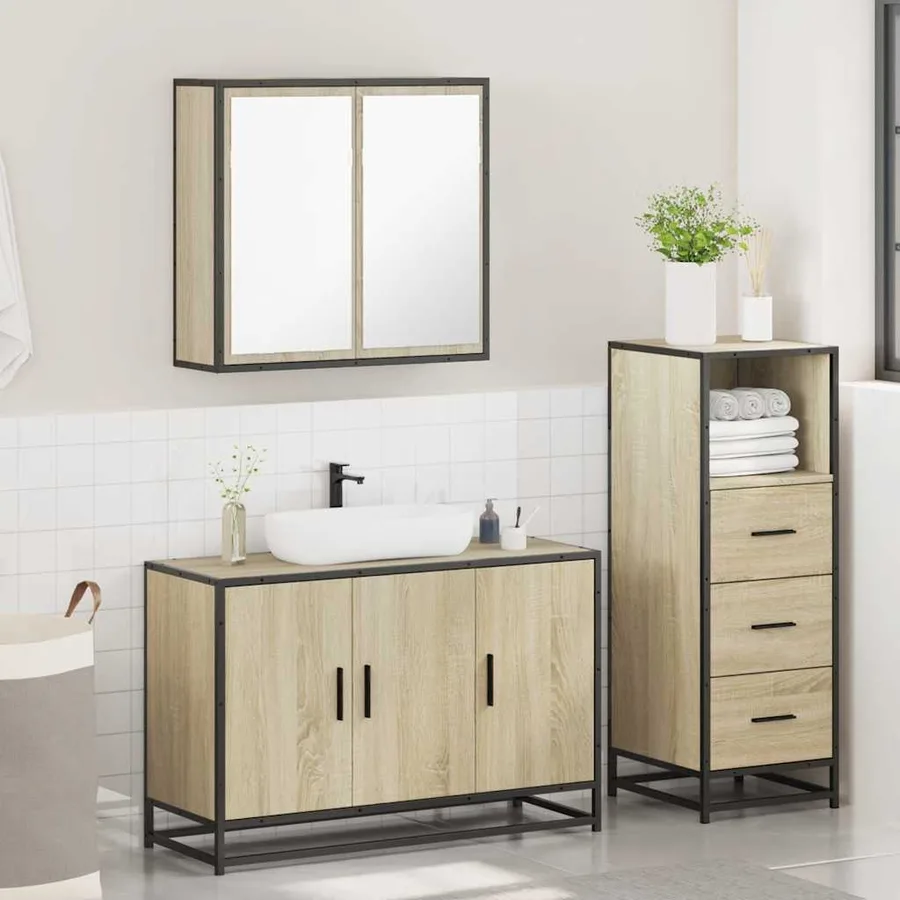 Ensemble de meubles de salle de bain 3 pcs chêne sonoma - 4