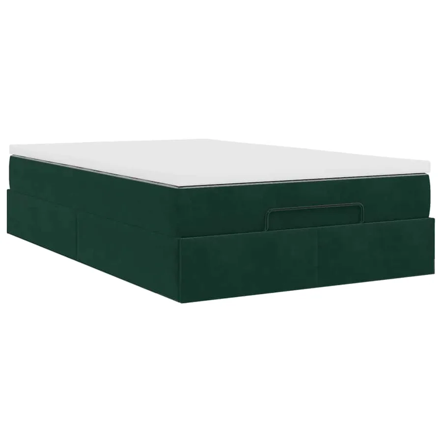 Cadre de lit ottoman avec matelas vert foncé 120x200 cm velours - 10