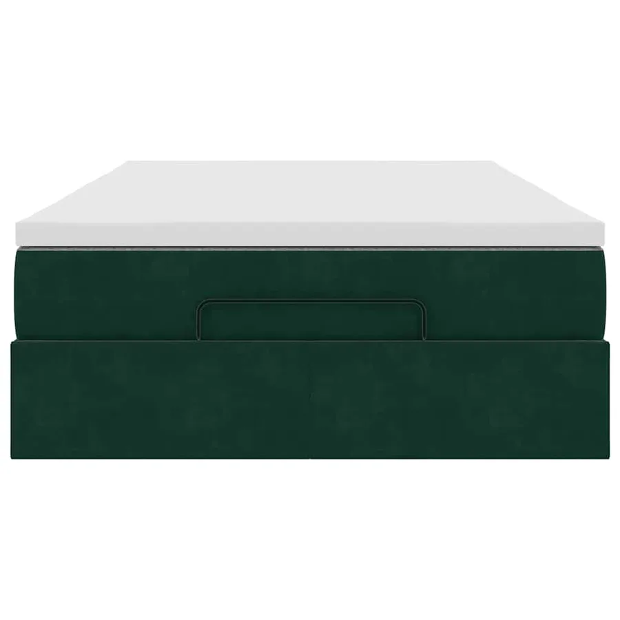 Cadre de lit ottoman avec matelas vert foncé 120x200 cm velours - 7