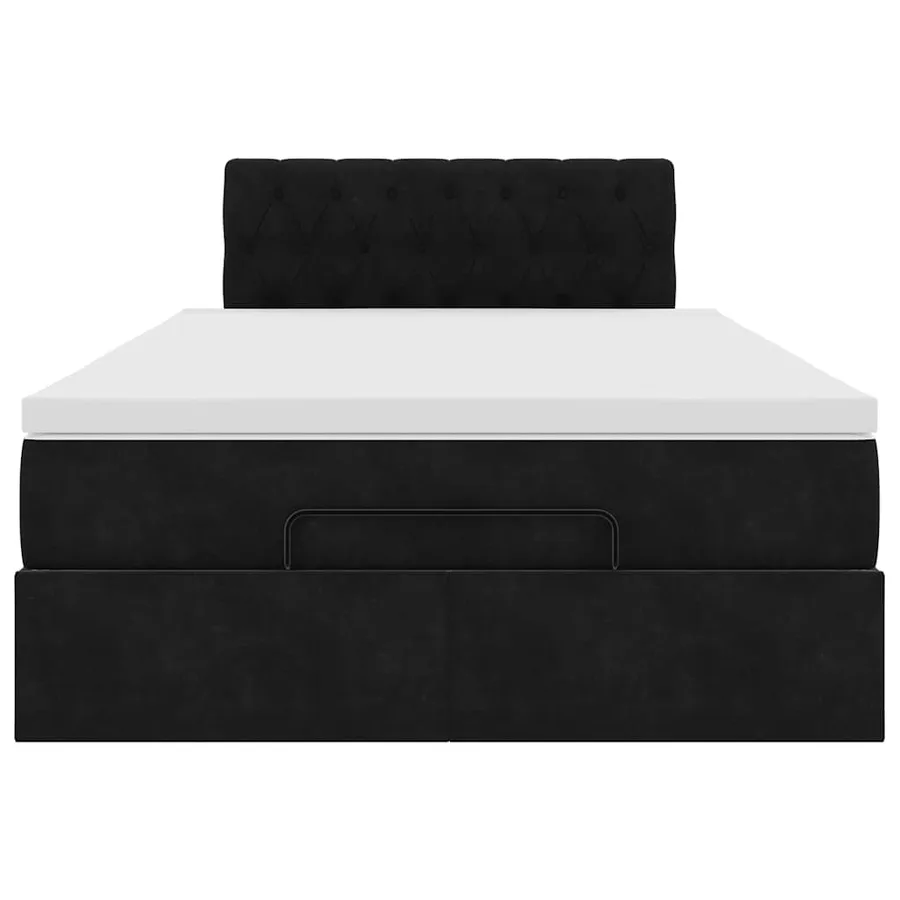Cadre de lit ottoman avec matelas noir 120x200 cm velours - 7