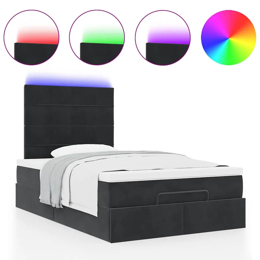 Cadre de lit ottoman avec matelas noir 120x200 cm velours - 5