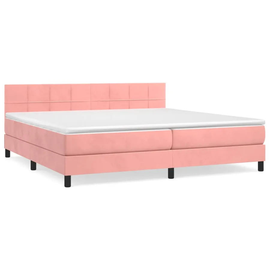 Sommier à lattes de lit avec matelas Rose 200x200 cm Velours - 2