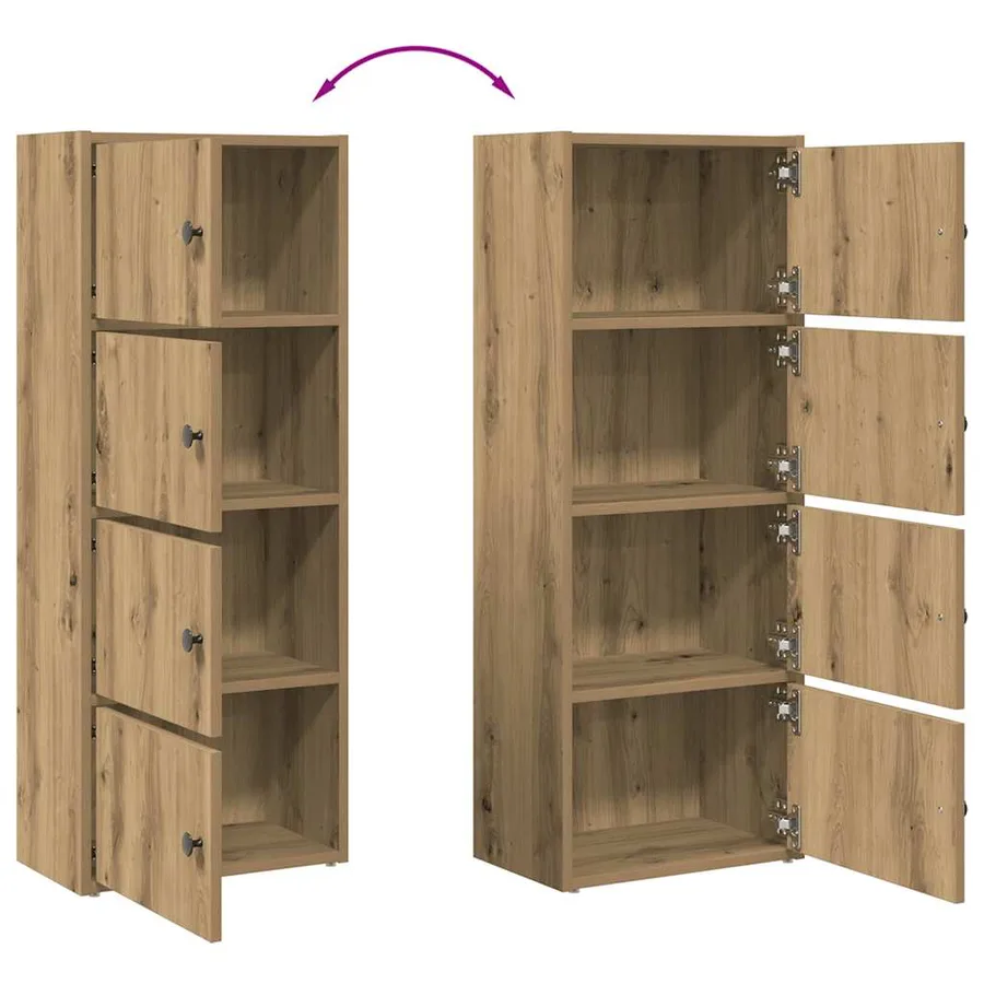 Bibliothèque chêne artisanal 40x24x102 cm bois d'ingénierie - 8