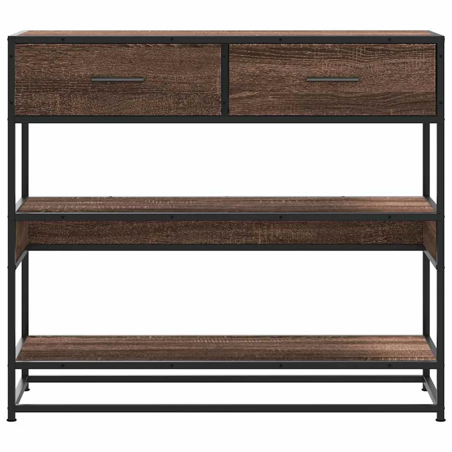 Table console chêne marron 90x35x80 cm bois d'ingénierie - 4