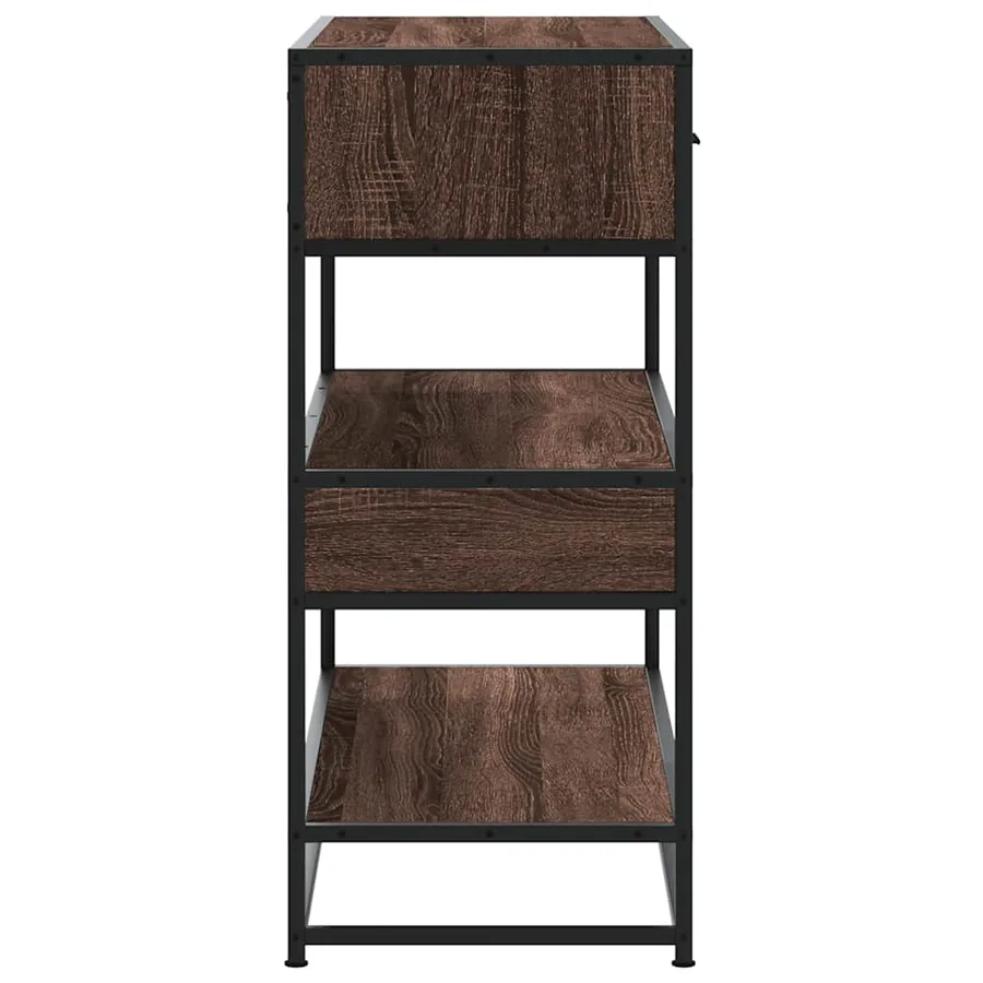 Table console chêne marron 90x35x80 cm bois d'ingénierie - 6