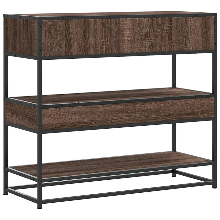 Table console chêne marron 90x35x80 cm bois d'ingénierie - 7