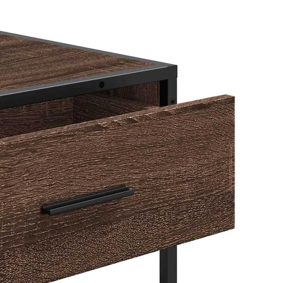 Table console chêne marron 90x35x80 cm bois d'ingénierie - 8