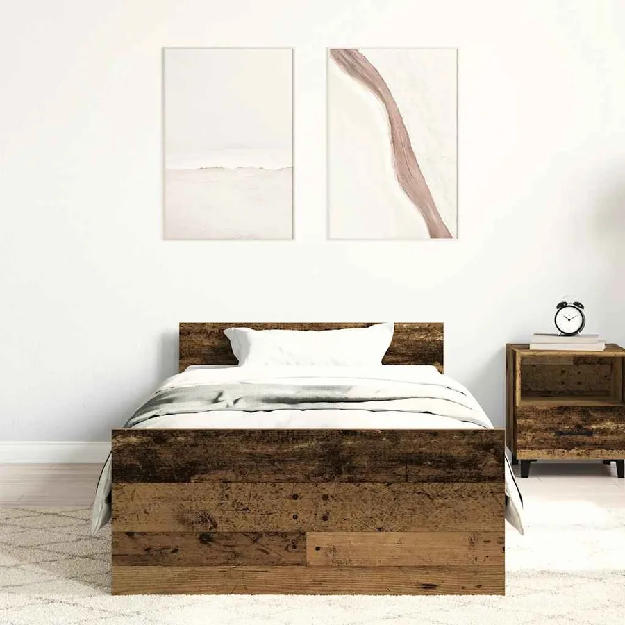 Cadre de lit sans matelas vieux bois 100x200 cm bois ingénierie - 3