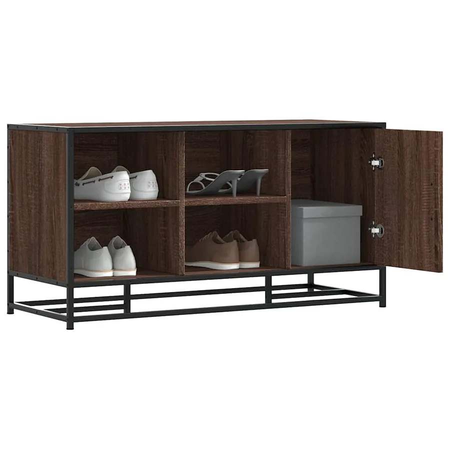 Banc à chaussures chêne marron bois d'ingénierie et métal