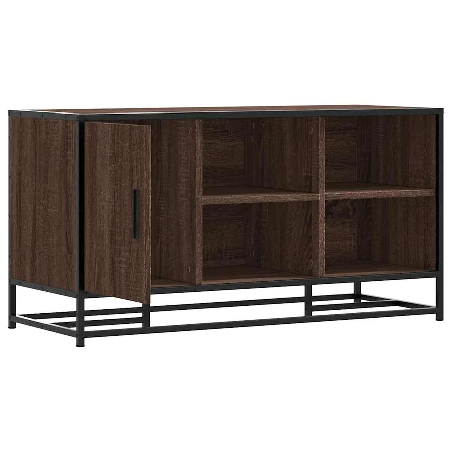 Banc à chaussures chêne marron bois d'ingénierie et métal - 6
