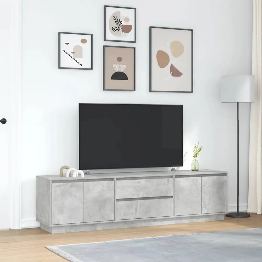 Meuble TV avec lumières LED gris béton 193,5x41x50 cm - 4