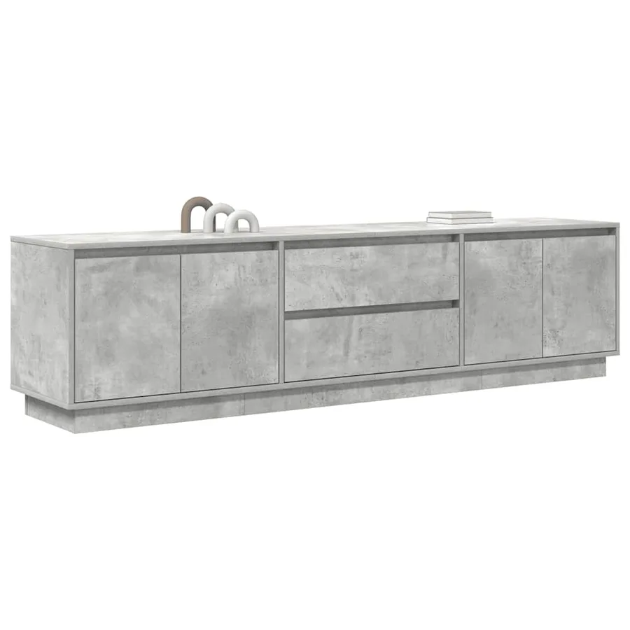 Meuble TV avec lumières LED gris béton 193,5x41x50 cm - 5