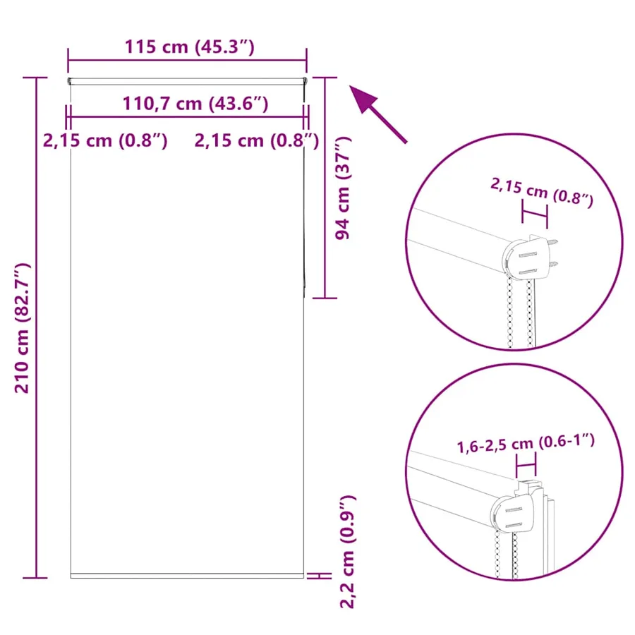 Store enrouleur occultant blanc cassé 115x210 cm largeur tissu - 18