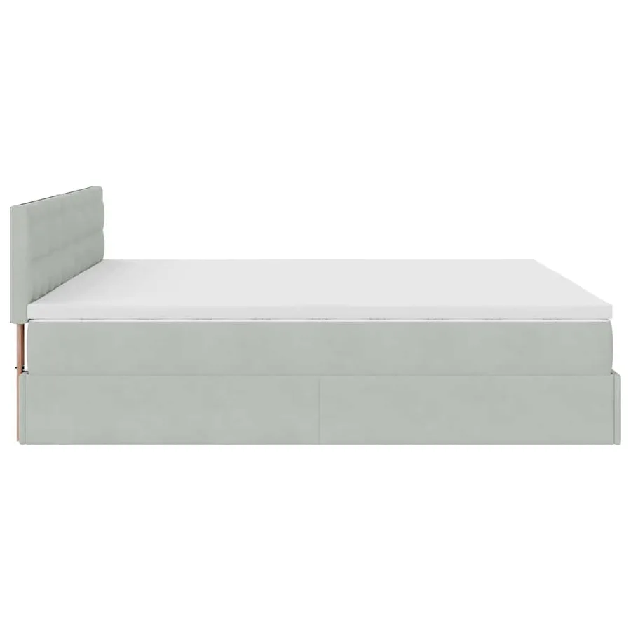 Cadre de lit ottoman avec matelas gris clair 180x200 cm velours - 11