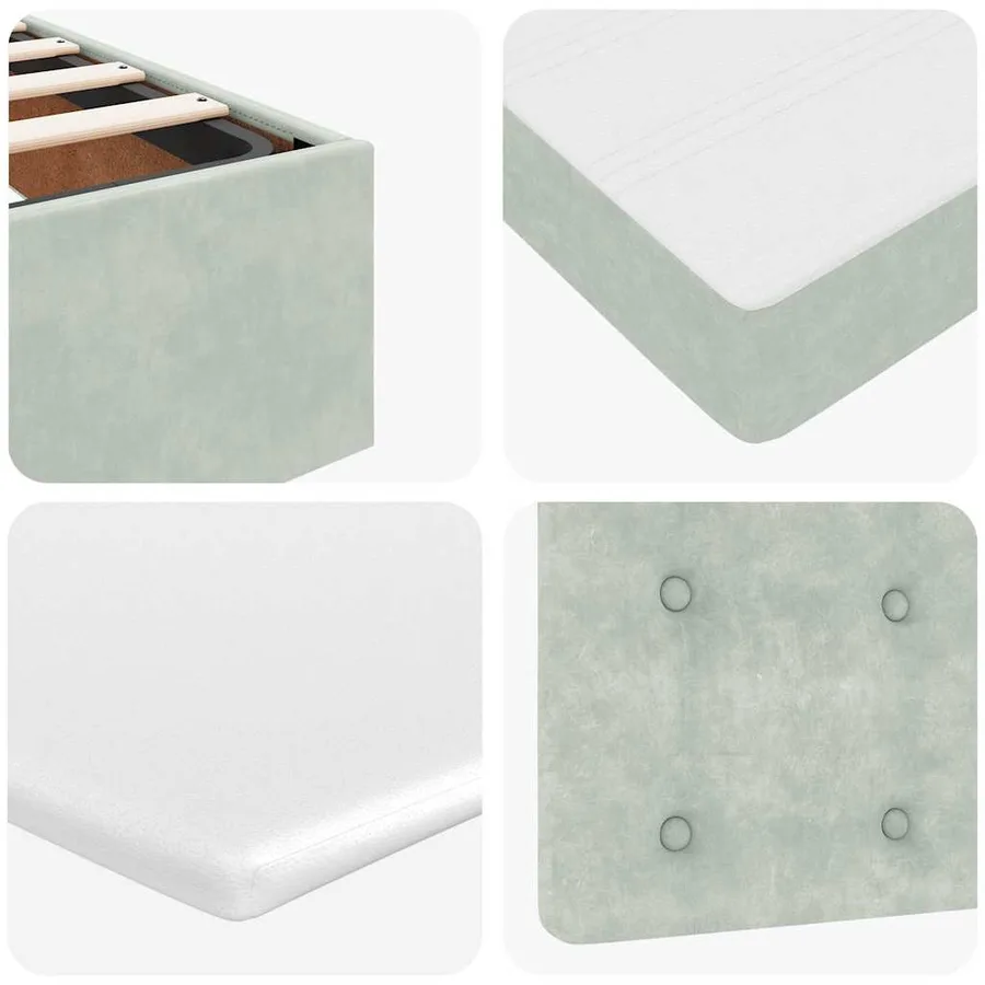 Cadre de lit ottoman avec matelas gris clair 180x200 cm velours - 15