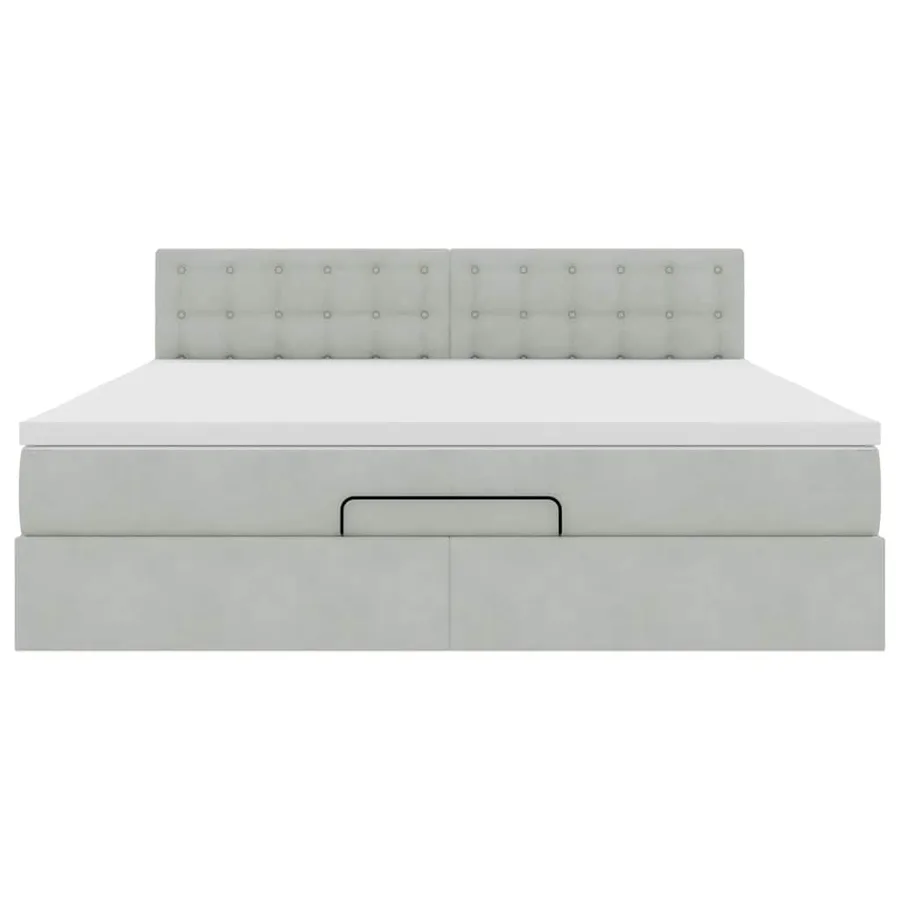 Cadre de lit ottoman avec matelas gris clair 180x200 cm velours - 7