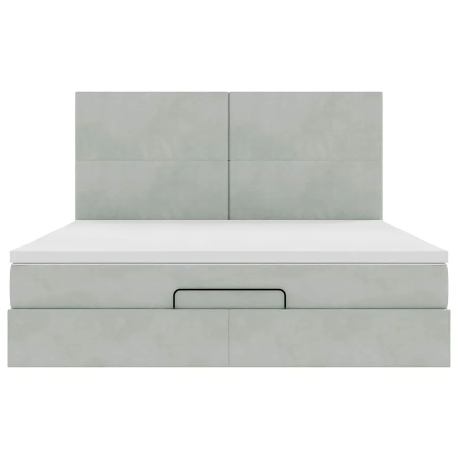 Cadre de lit ottoman et matelas gris clair 180x200cm velours - 8