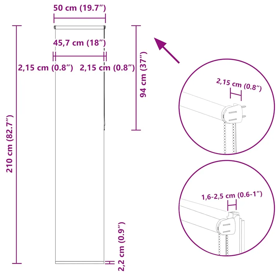 Store enrouleur occultant blanc cassé 50x210cm largeur du tissu - 18
