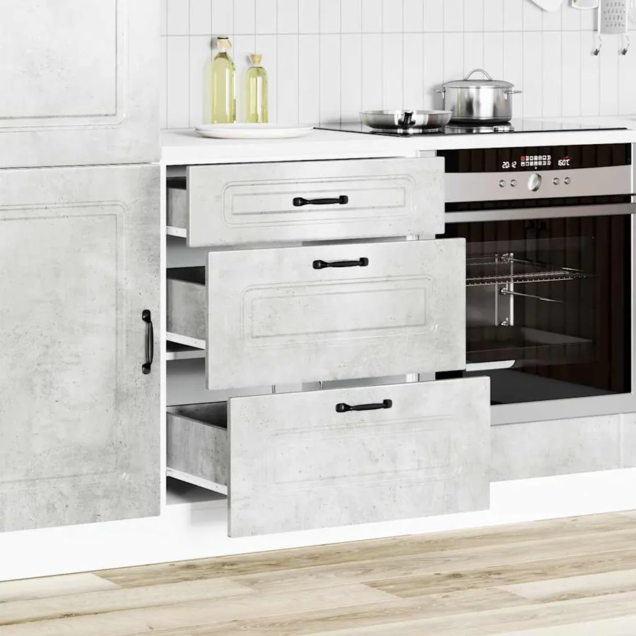Armoire de cuisine Kalmar gris béton bois d'ingénierie - 3