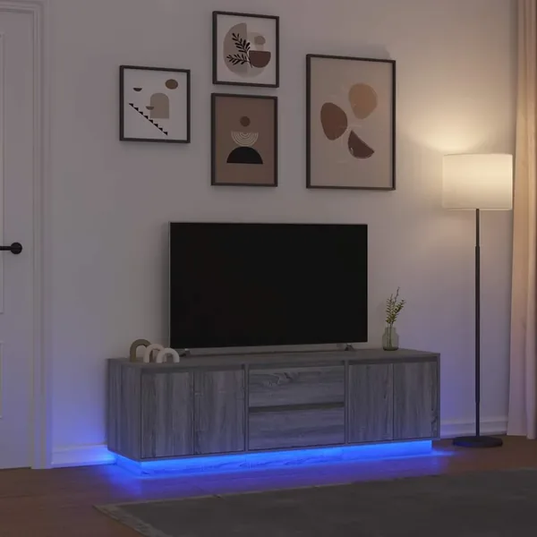 Meuble TV avec lumières LED sonoma gris 160,5x41x50 cm