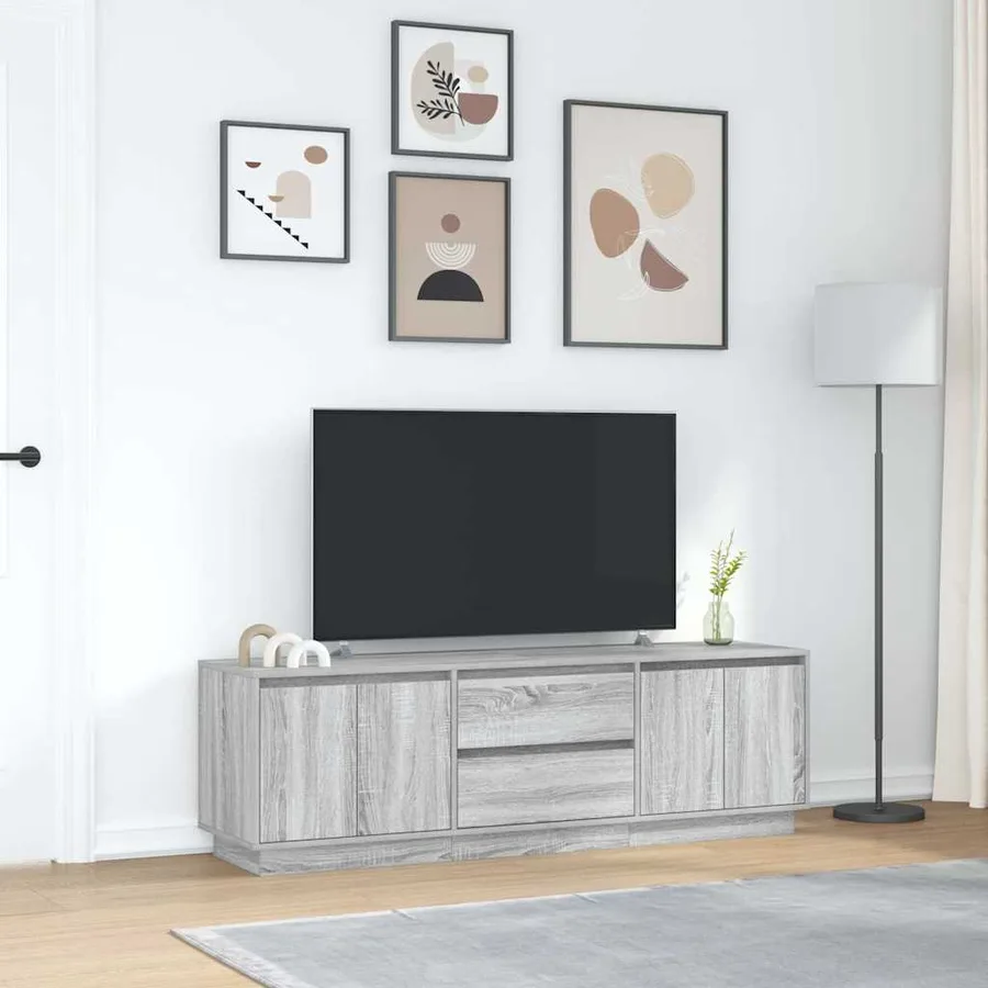 Meuble TV avec lumières LED sonoma gris 160,5x41x50 cm - 4