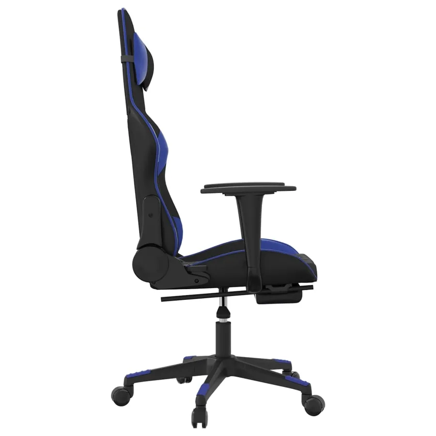 Chaise de jeu avec repose-pied Noir et bleu Similicuir - 4
