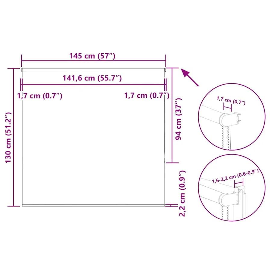 Store enrouleur occultant blanc cassé largeur du tissu 141,6 cm - 18