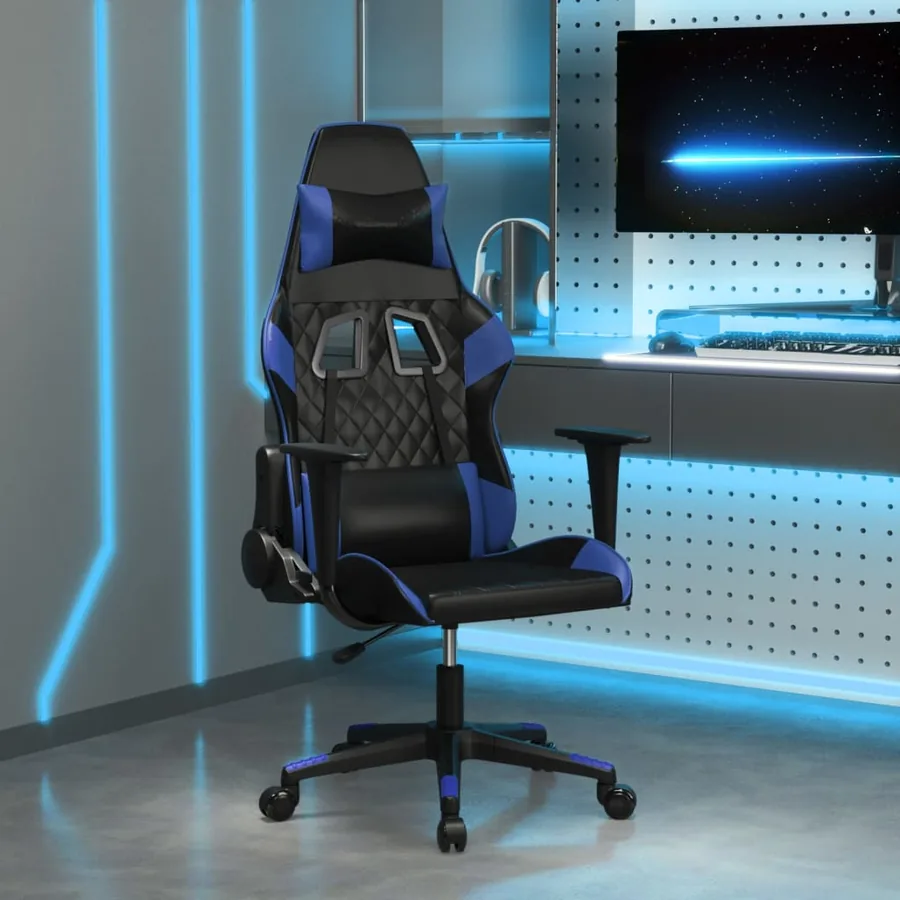 Chaise de jeu Noir et bleu Similicuir