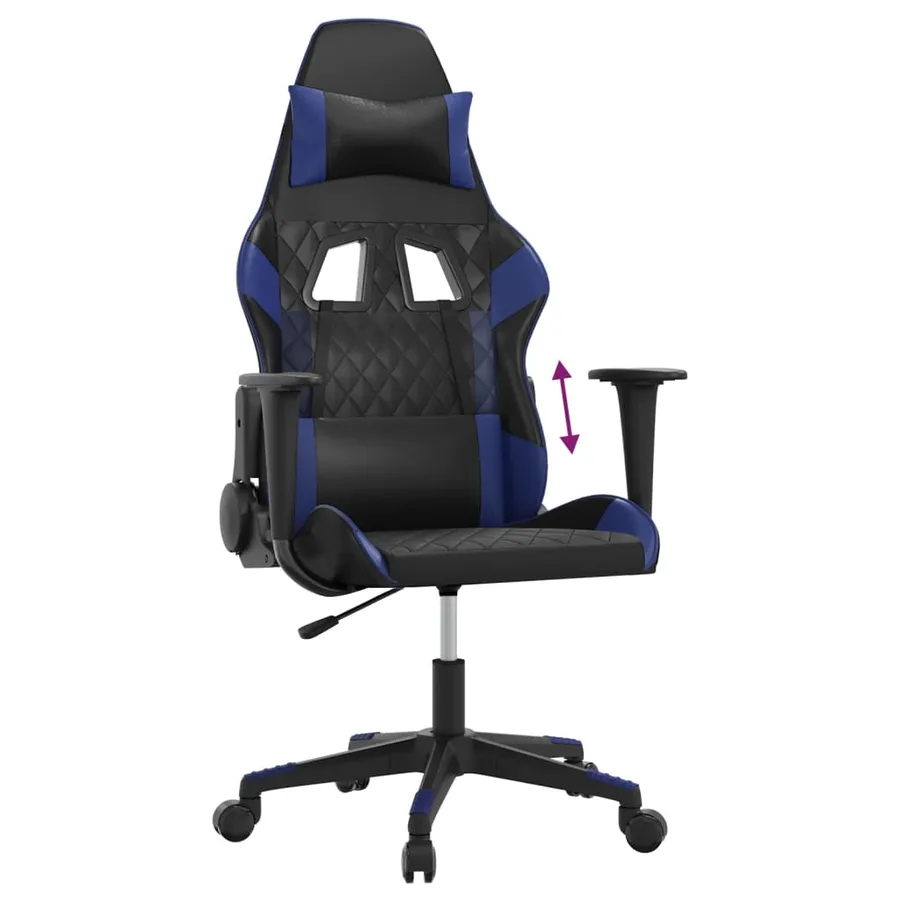Chaise de jeu Noir et bleu Similicuir - 7