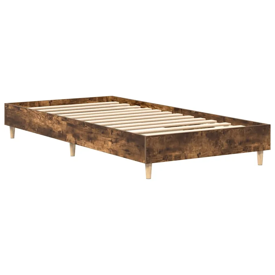 Cadre de lit sans matelas chêne fumé 75x190cm bois d'ingénierie - 4