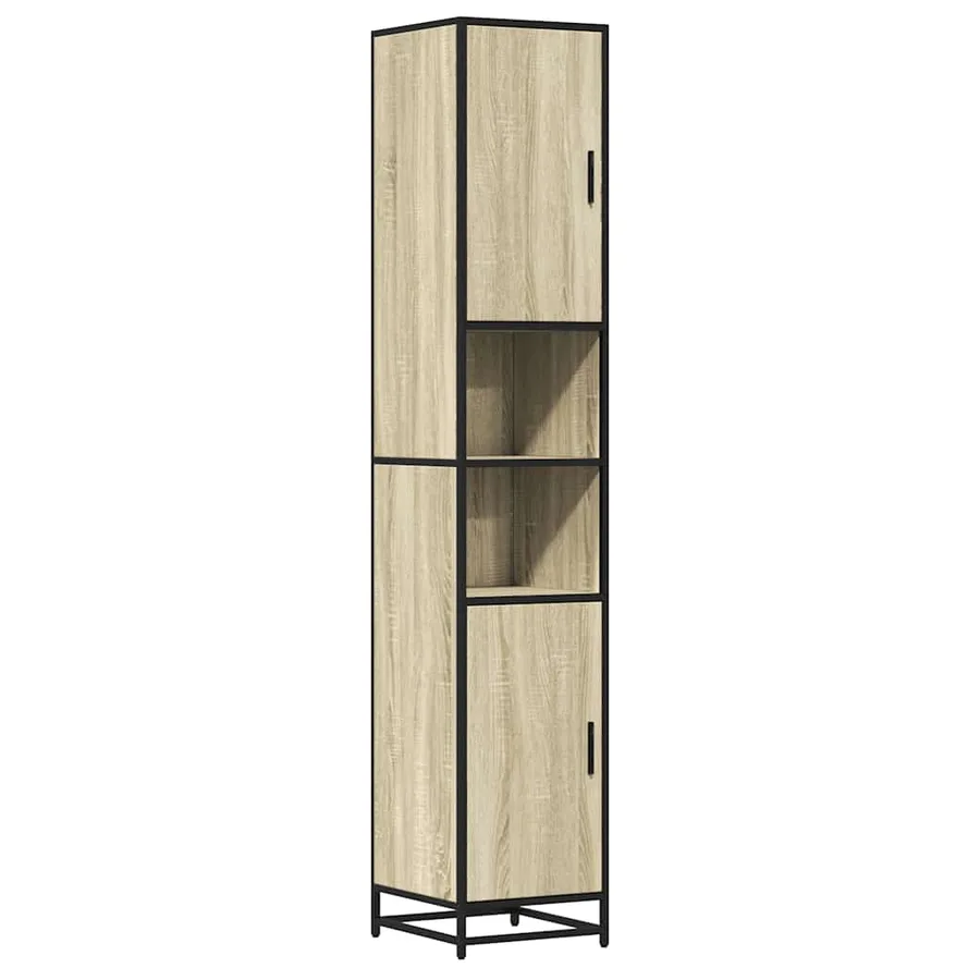 Armoire de salle de bain chêne sonoma bois d'ingénierie métal - 2