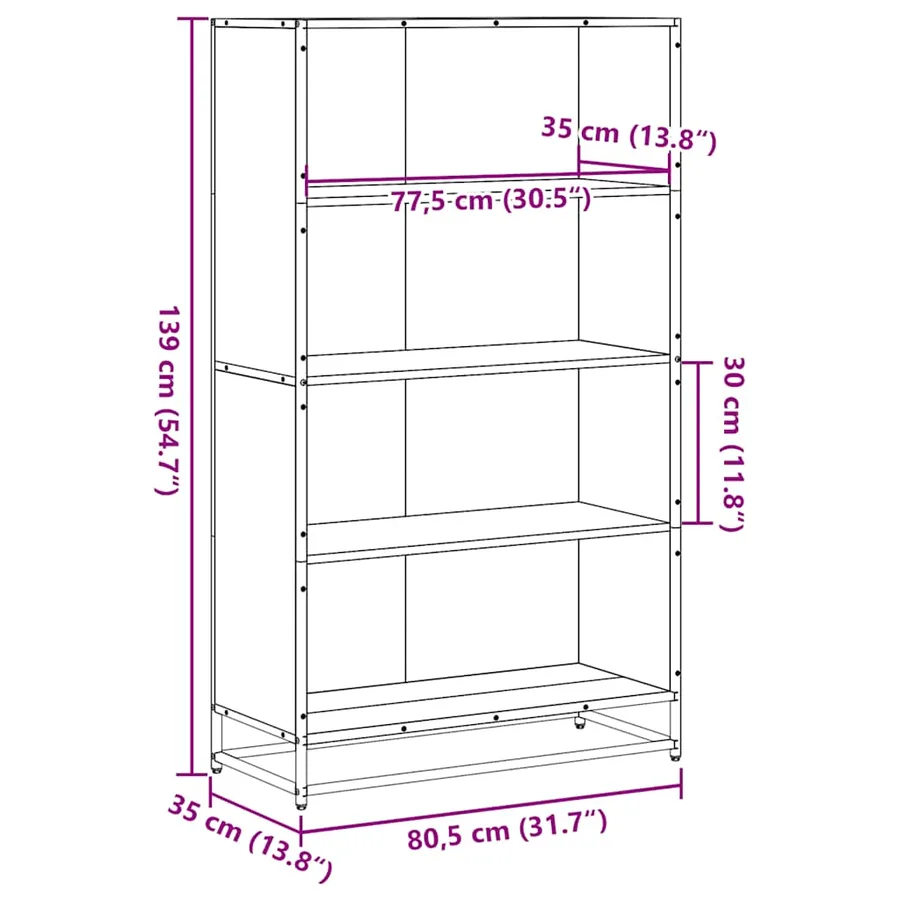 Bibliothèque sonoma gris 80,5x35x139 cm bois d'ingénierie - 9